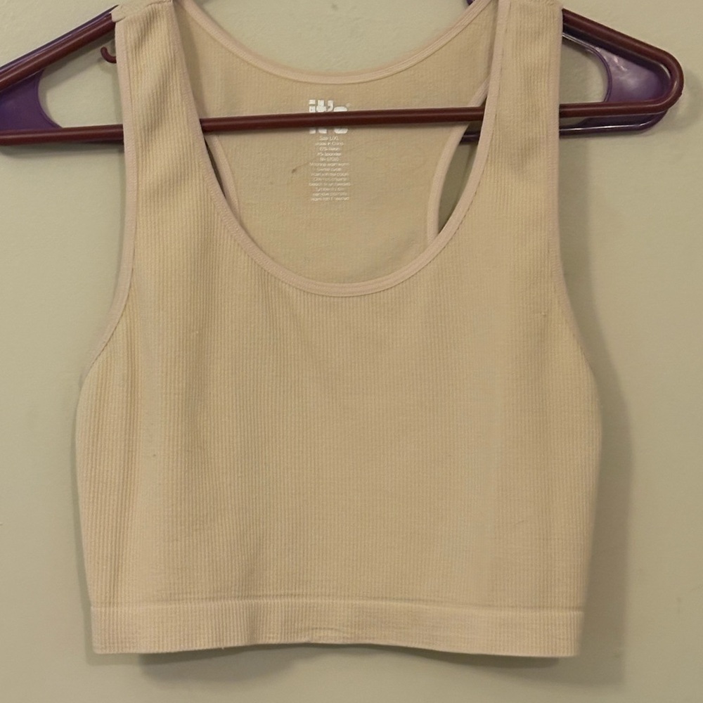 Beige Ribbed Tank Top